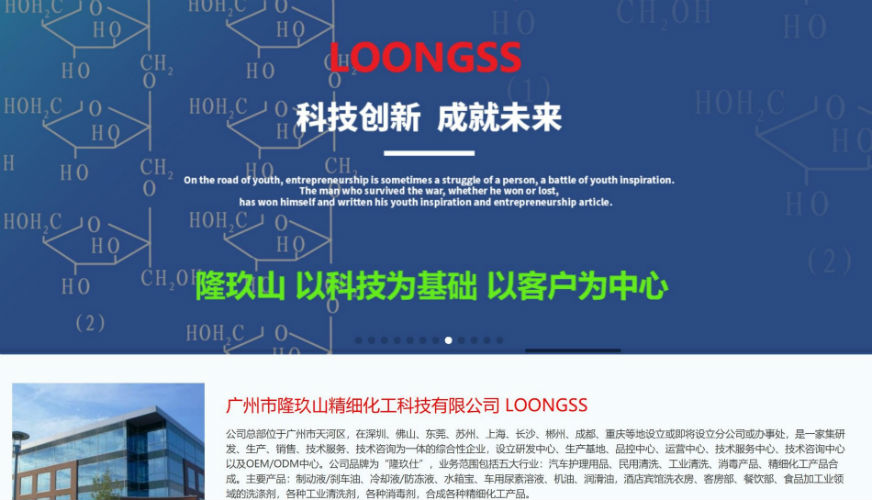 LOONGSS广州市隆玖山精细化工科技有限公司网站